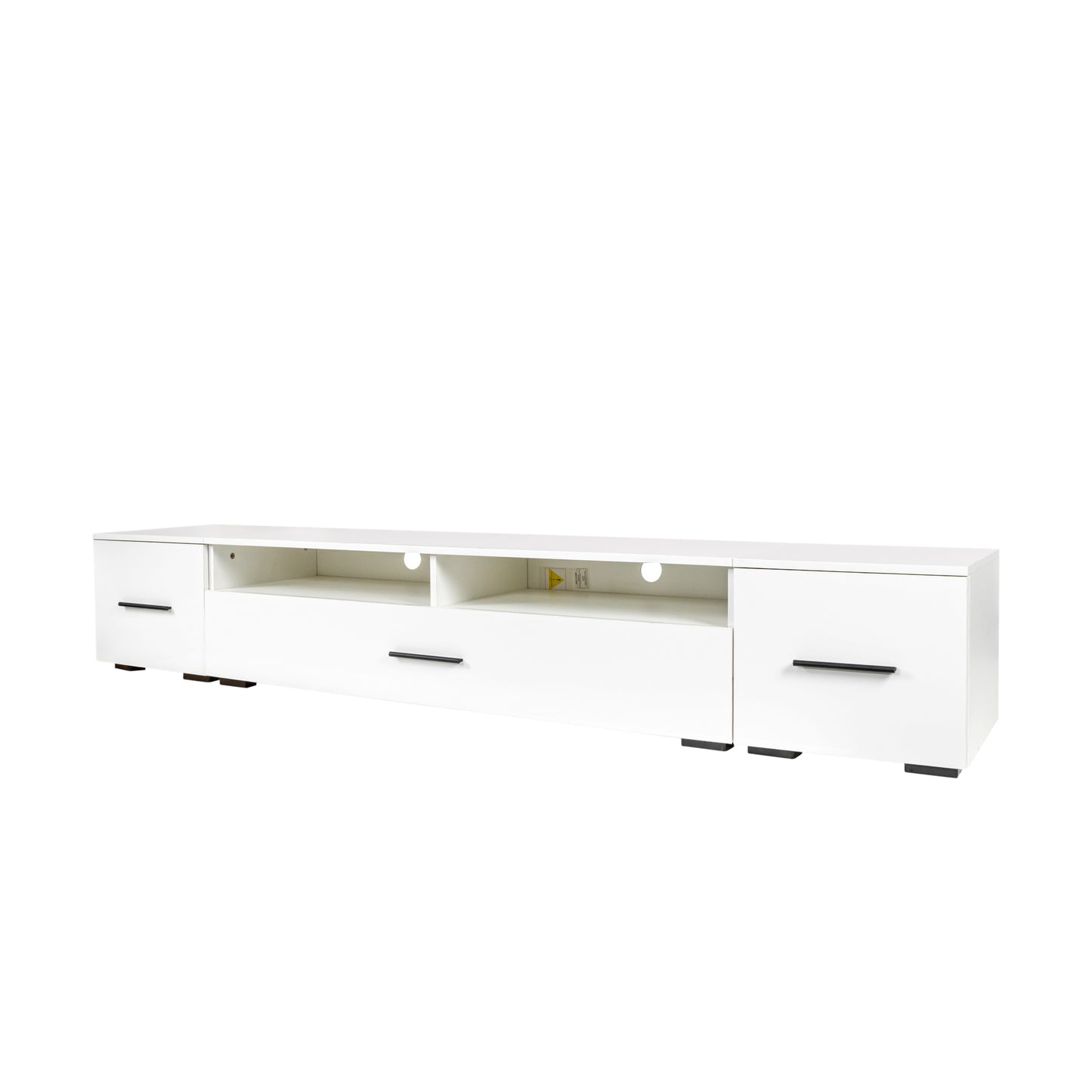 Jig Minimalist Design TV Stand with LED Lights - White