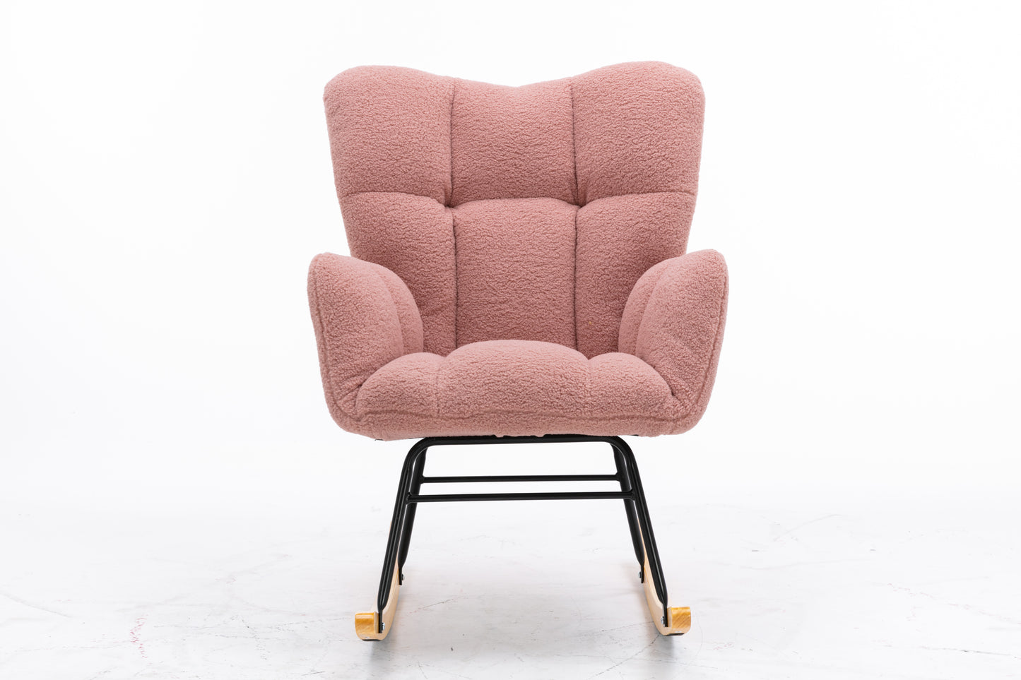 Noble Wool Fabric Upholstered Rocking Chair - Pink