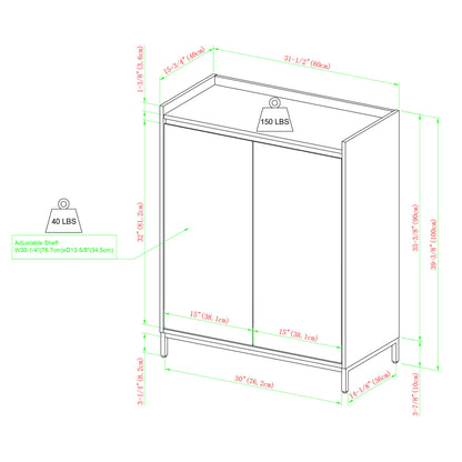 Ula Minimalist 2-Door Accent Cabinet - Dark Brown