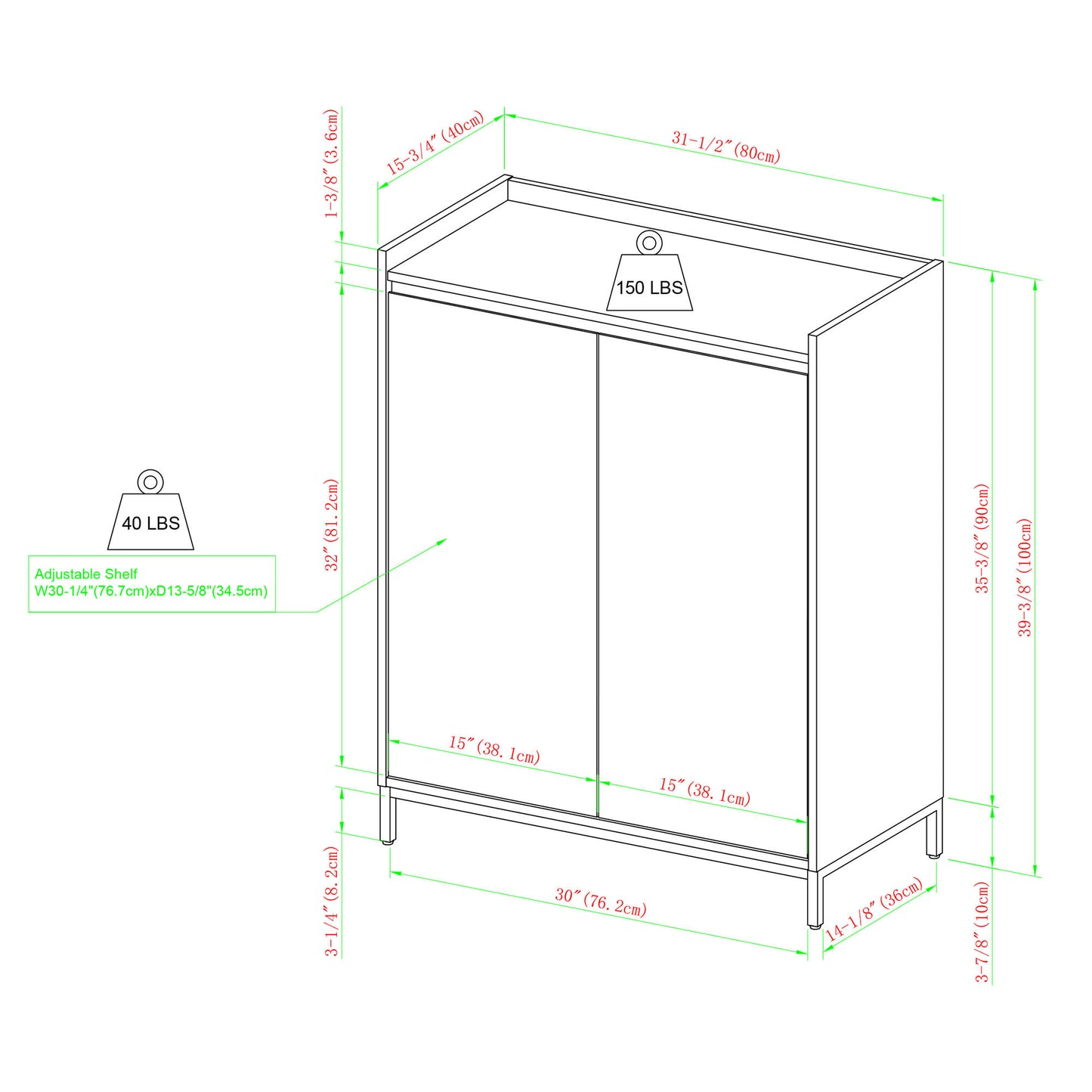 Ula Minimalist 2-Door Accent Cabinet - Dark Brown