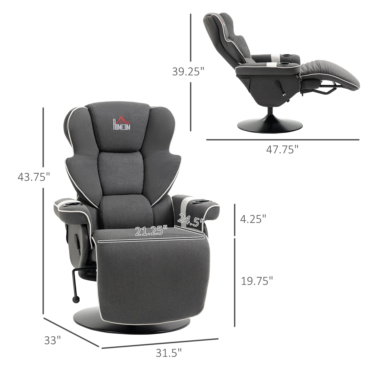 Homcom Manual Recliner - Black