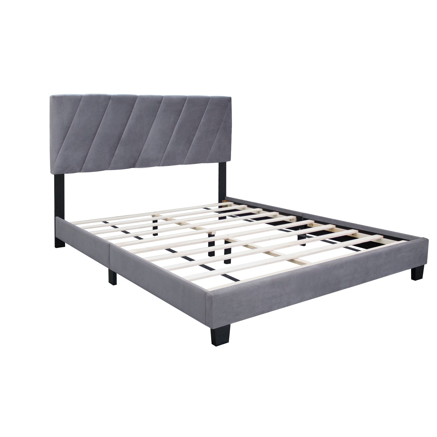 Merson Queen Size Platform Bed with Adjustable Height - Gray