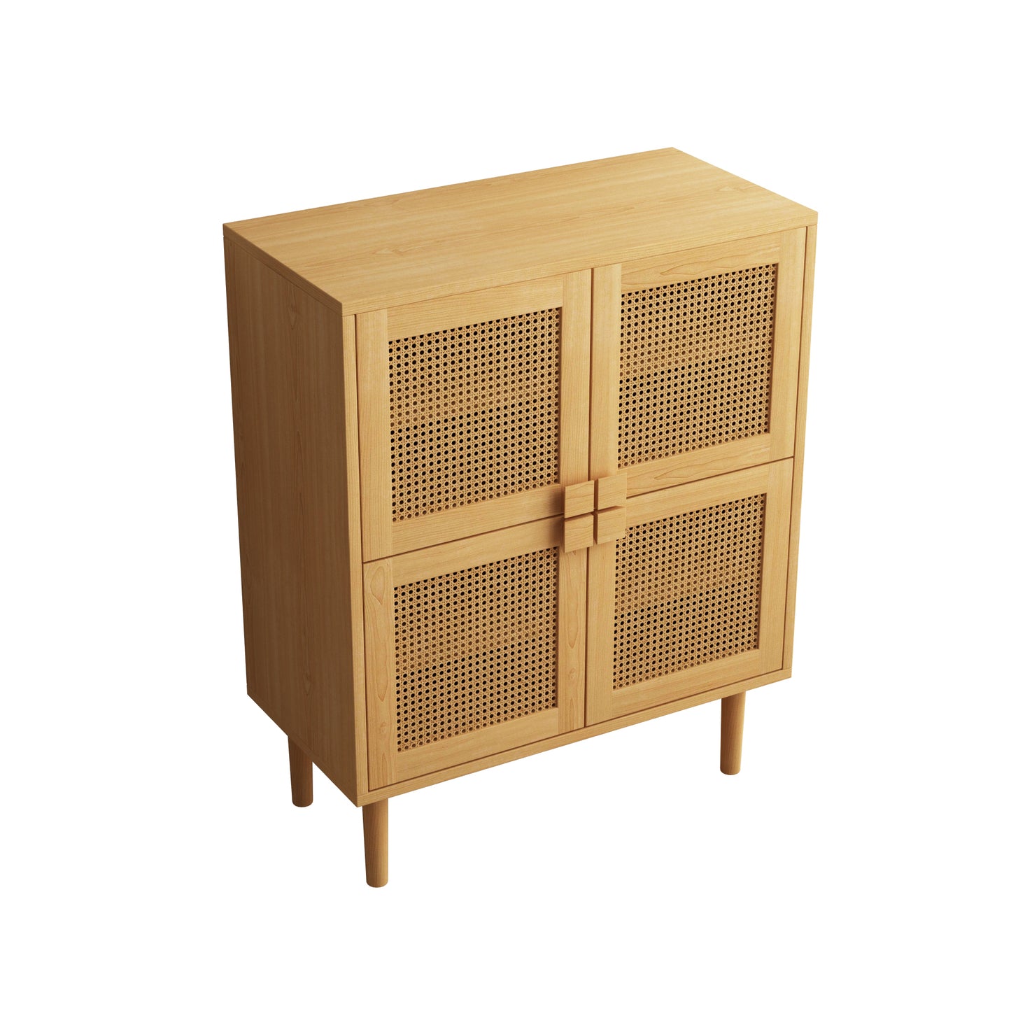 Zook 4-Doors Rattan Mesh Storage Cabinet - Natural