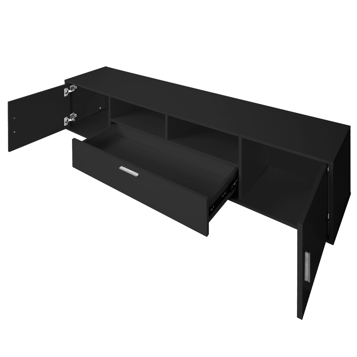 Comet TV stand with LED Lights Entertainment Center - Black