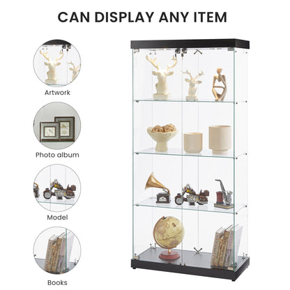 Stargazer 4 Shelves Glass Display Cabinet - Black