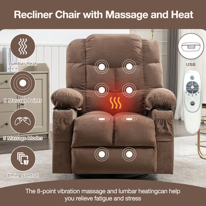 Cruiser Massage Rocker Recliner Chair - Brown