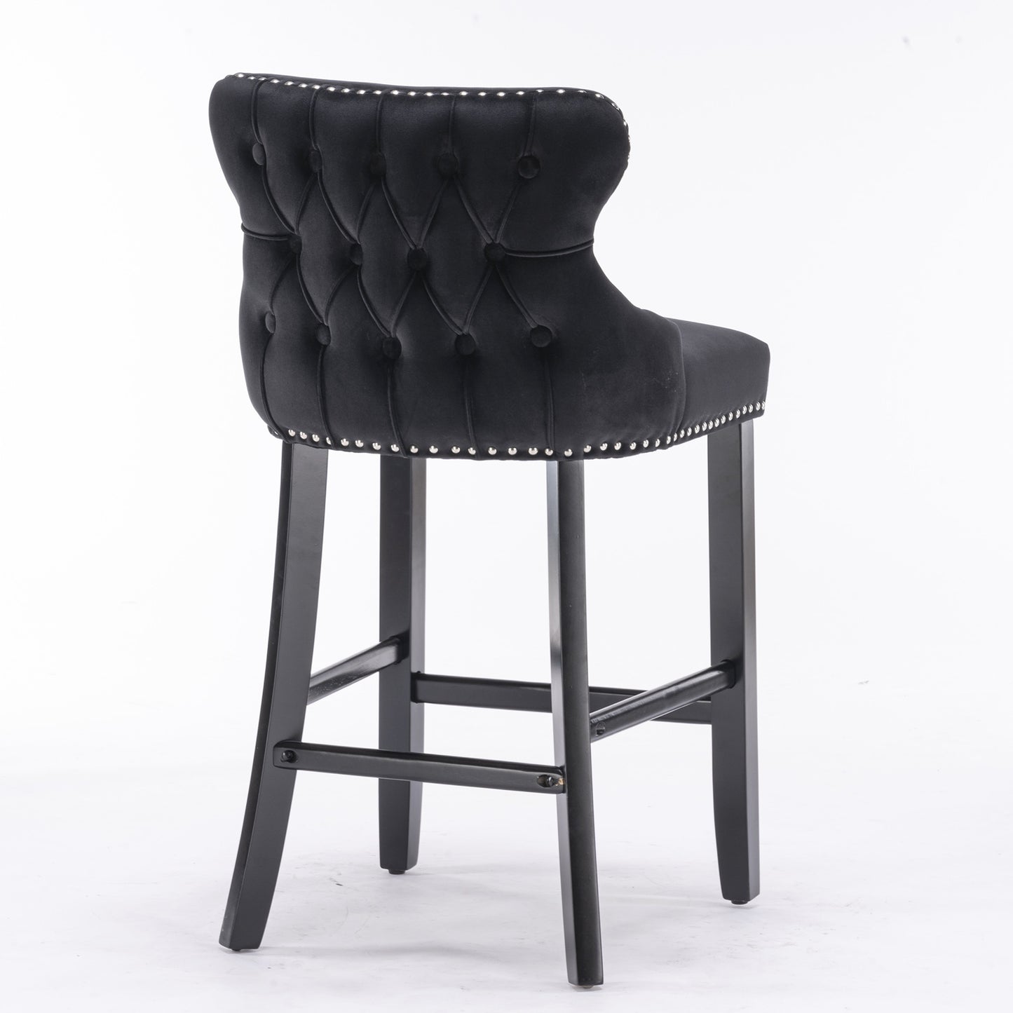 Velvet Wing-Back Barstools - Black Set of 2