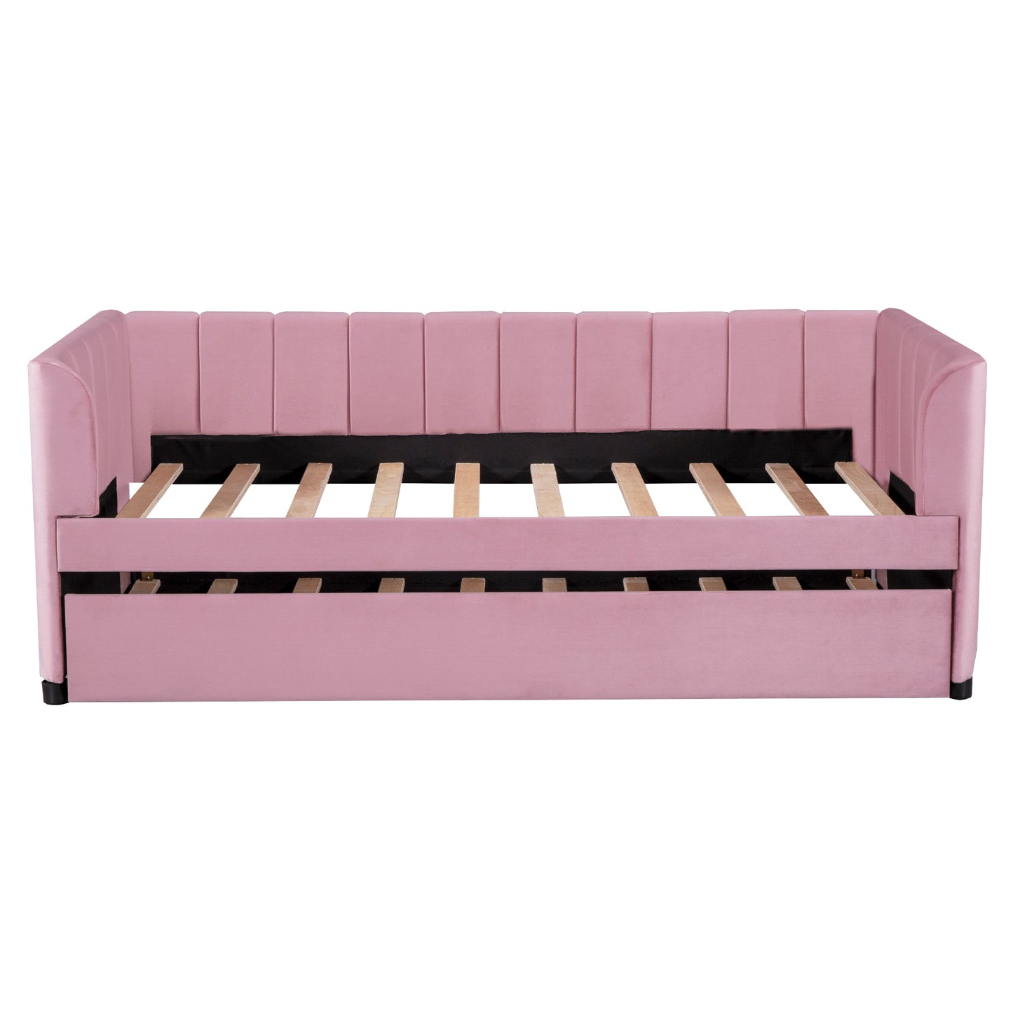 Tano Twin Size Upholstered Daybed with Trundle - Pink