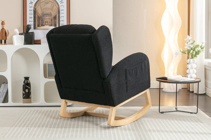 Nadia Teddy Fabric Rocking Chair - Black