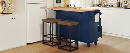 TOPMAX  Kitchen Island Set with 2 Seatings - Blue