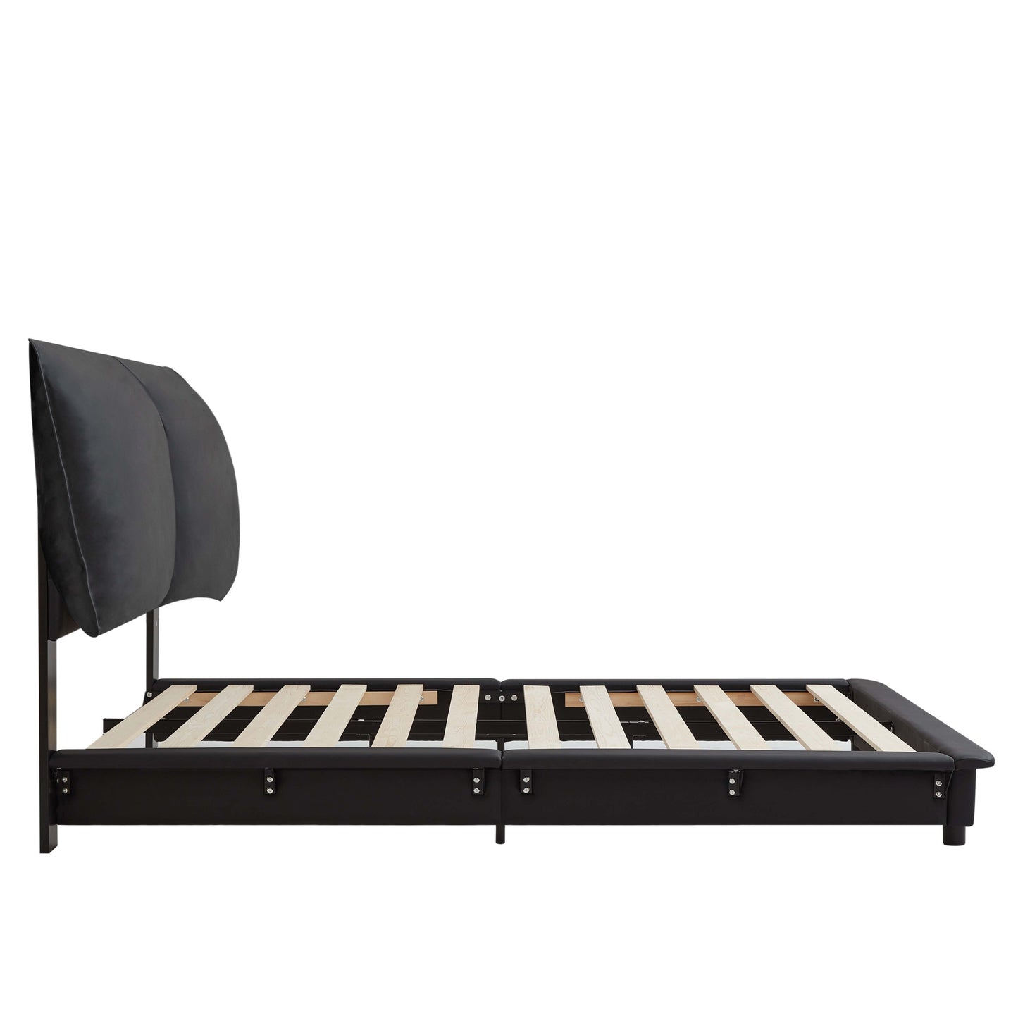 Veda Queen Size Upholstered Platform Bed with Sensor Light - Black