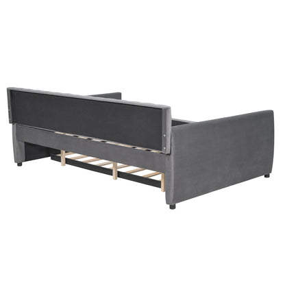 Xena Full Size Upholstered Daybed with Trundle - Gray