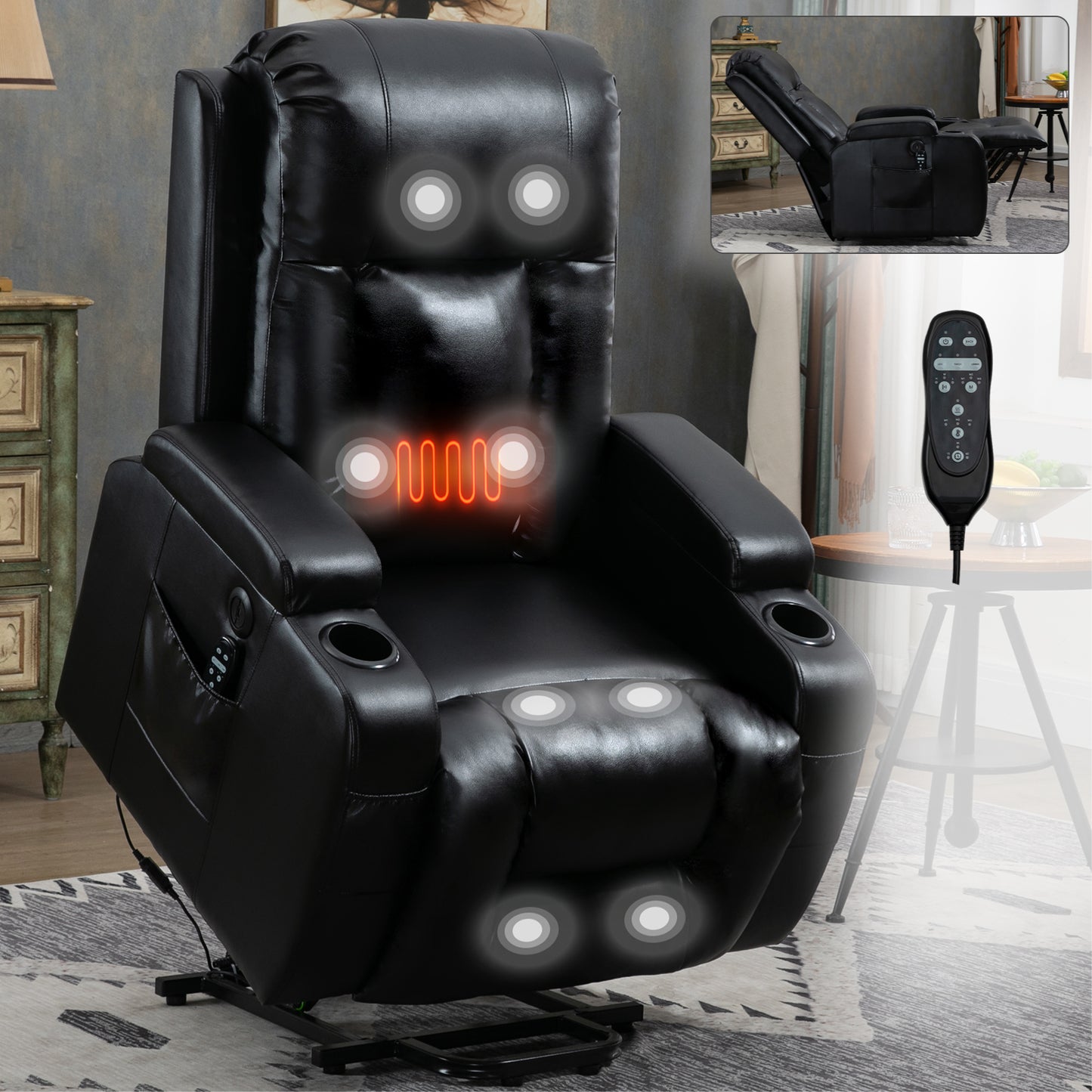 Logan Power Lift Recliner - Black