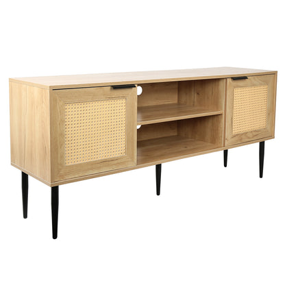 Tula Wooden TV Stand with Rattan Decorated Doors - Natural