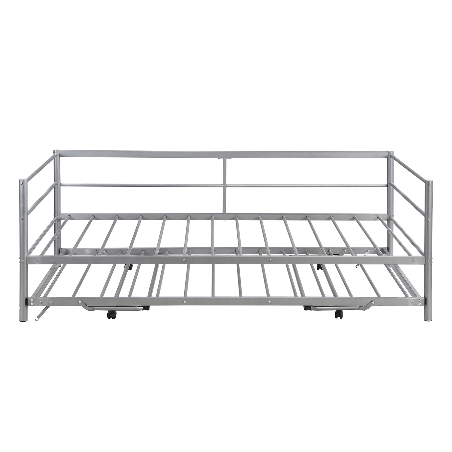 Wago Twin Size Metal Daybed with Adjustable Trundle - Silver