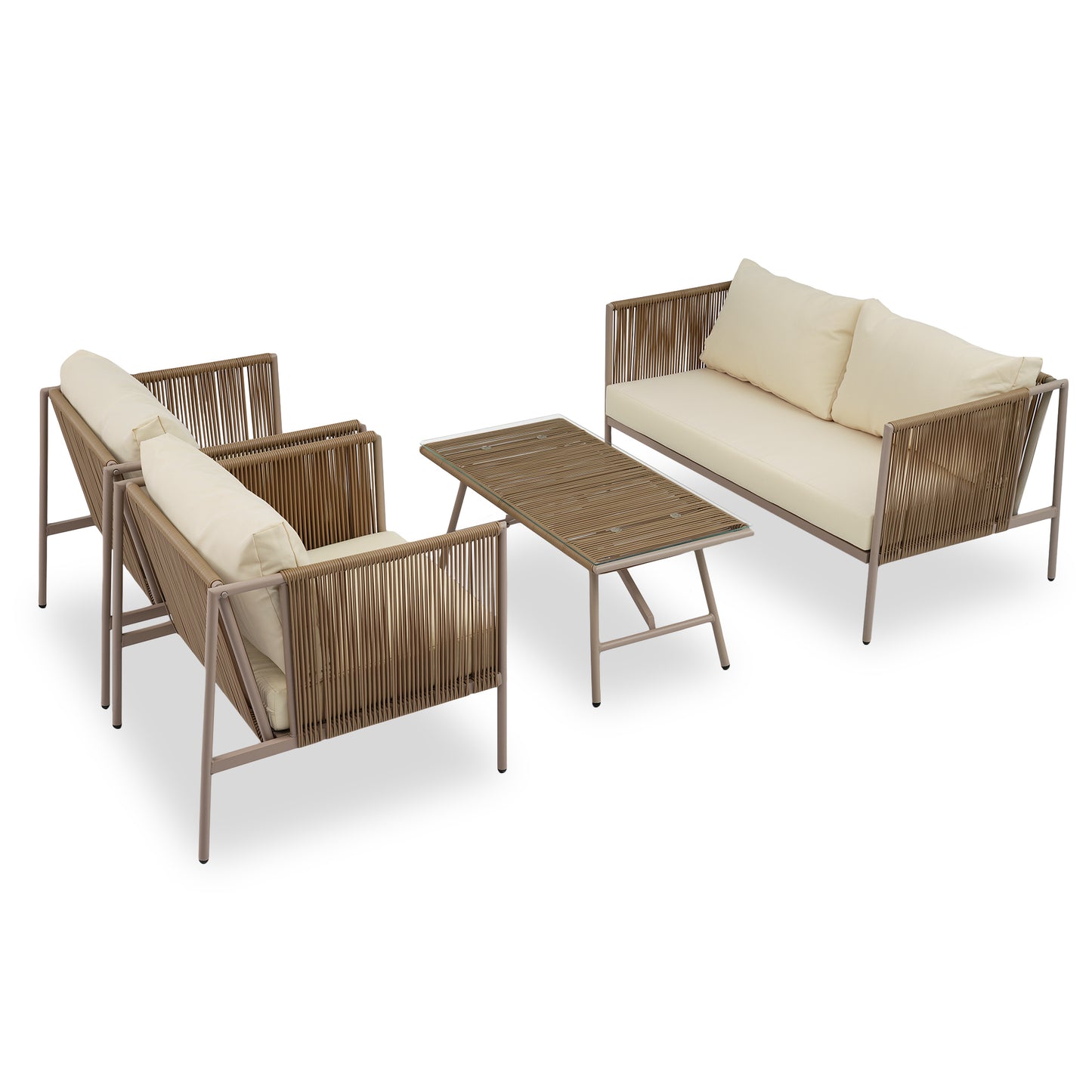 Felton 4 Pc Patio Rope Sofa Set - Beige