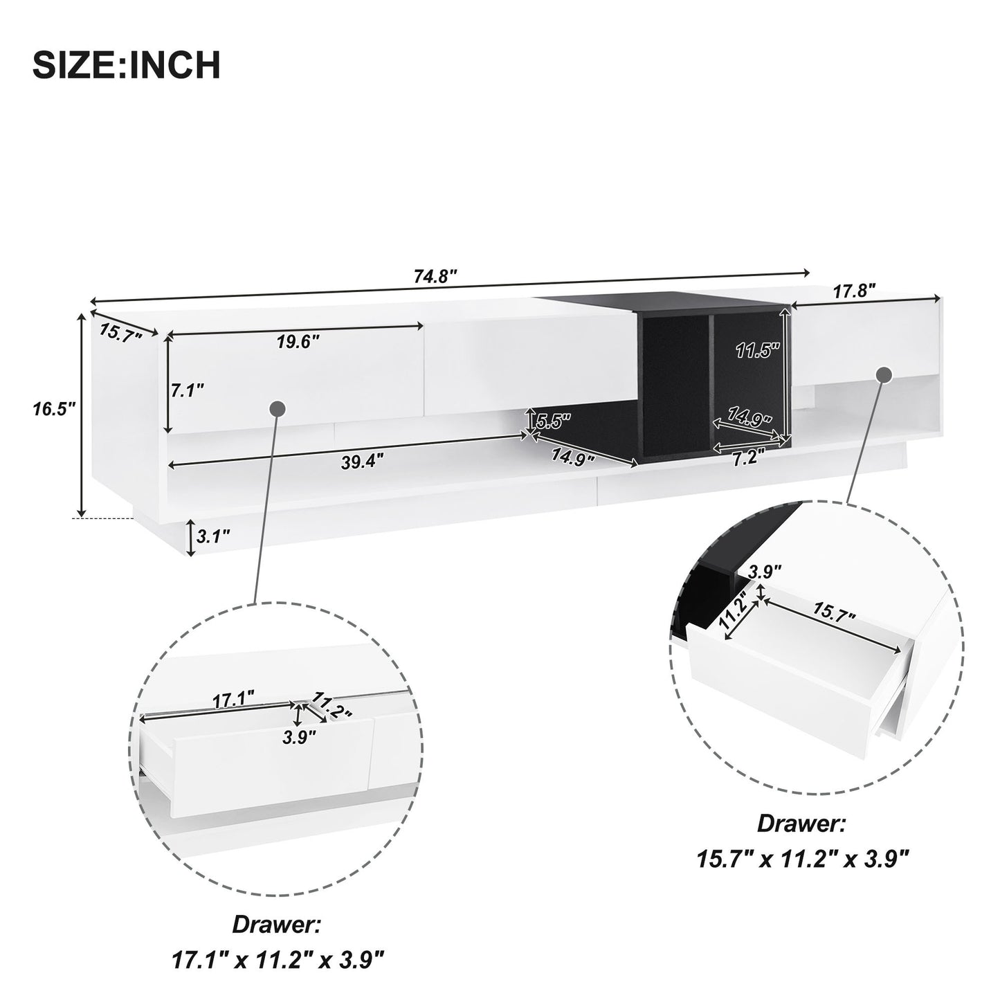 Moka Sleek TV Stand - White