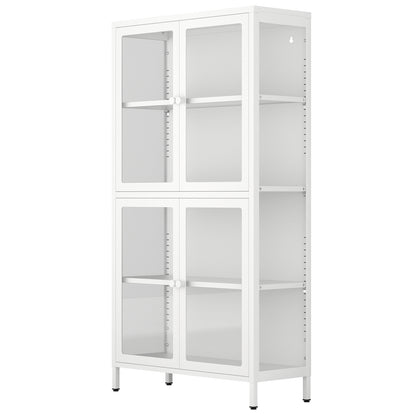 Hart Four Glass Door Storage Cabinet - White