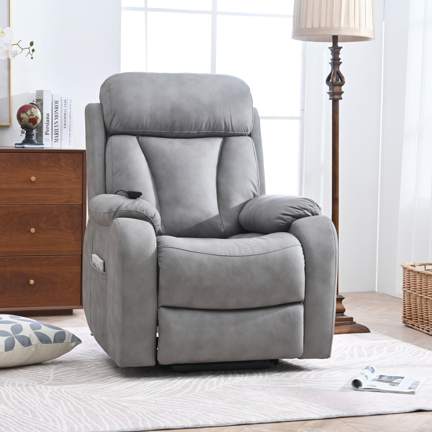 Java Electric Power Lift Fabric Recliner Chair - Light Gray