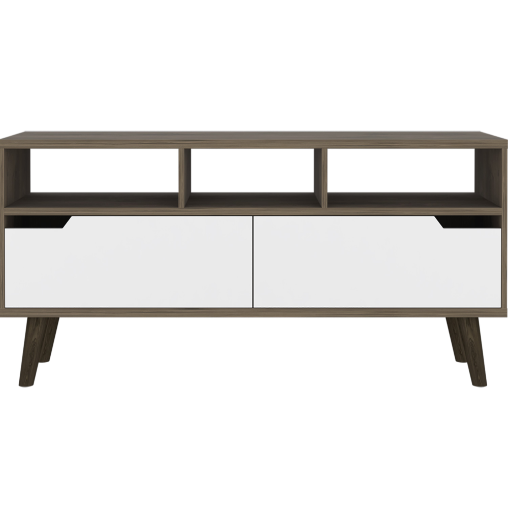 Oslo TV Stand - Dark Brown/White