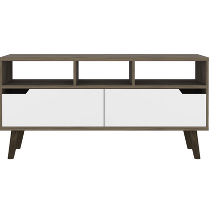 Oslo TV Stand - Dark Brown/White