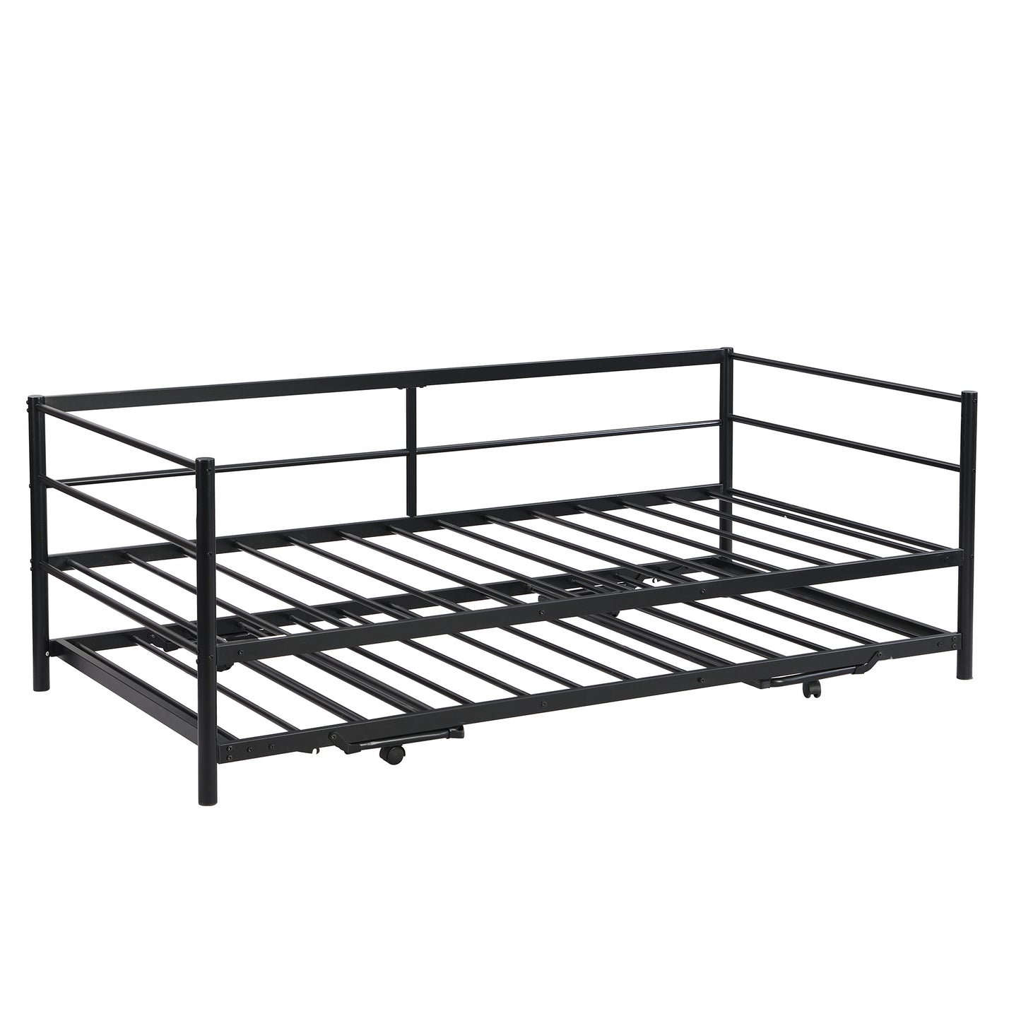 Wago Twin Size Metal Daybed with Adjustable Trundle - Black