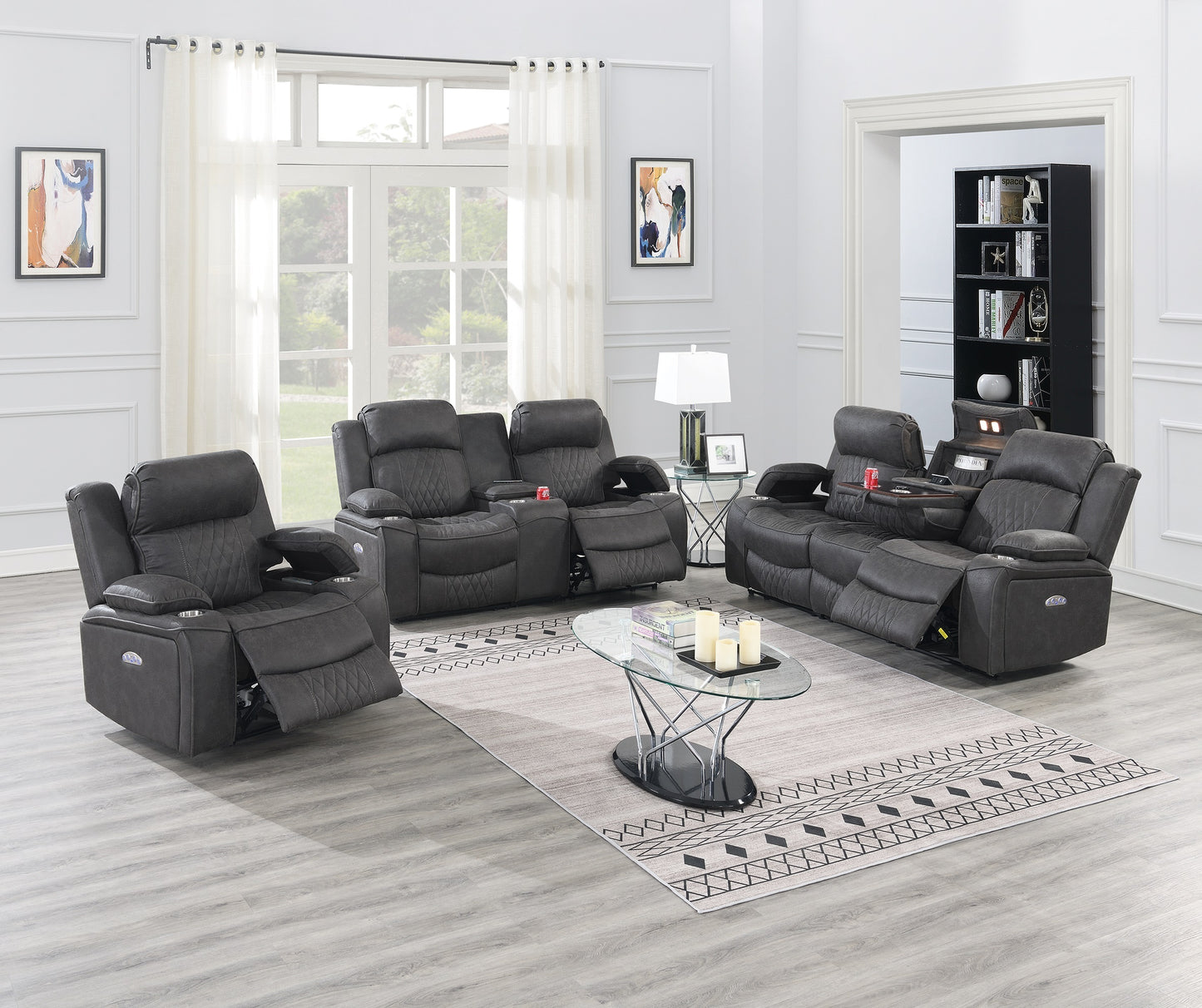 Parker Gel Leatherette Power Motion Recliner Chair - Charcoal