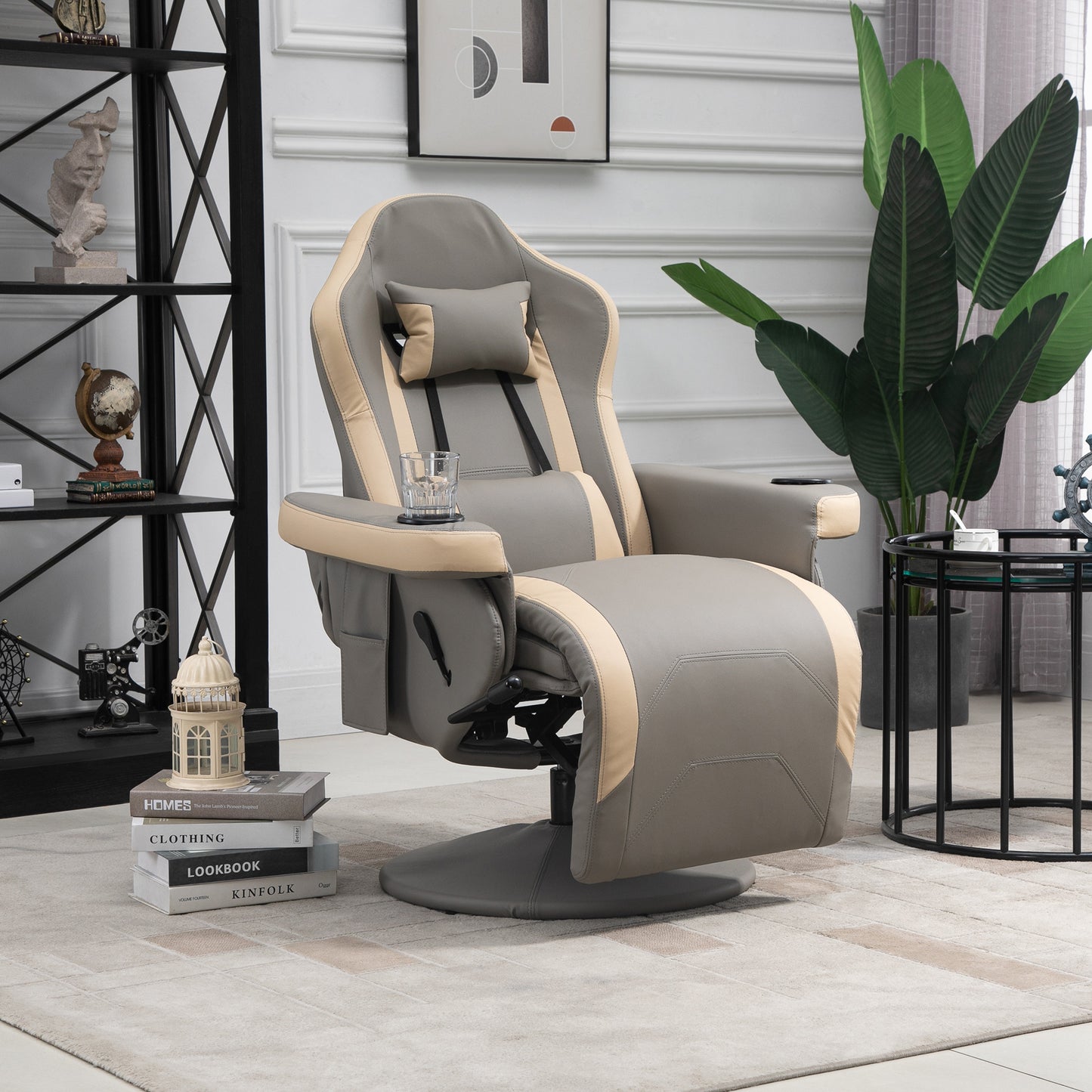 Nova Manual Recliner Armchair PU Leather - Gray