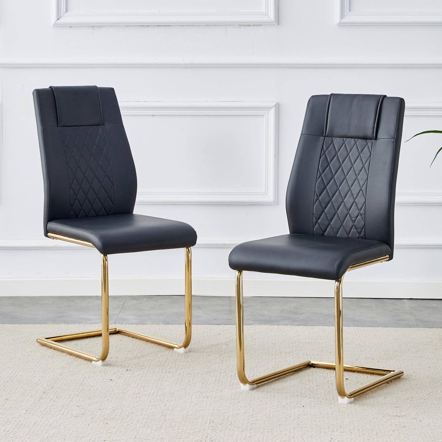 Skye Dining Chair Golden Metal Leg (Set of 6) - Black