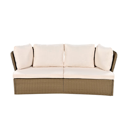 Ranae Customizable Outdoor Patio Wicker Sofa Set - Beige