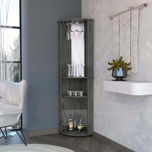 Jared 3-Tier Shelf Bar Cabinet - Gray