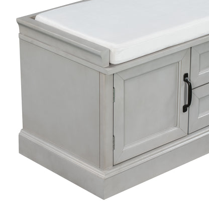 Stash Storage Bench with 2 Drawers and 2 Cabinets - Gray Wash