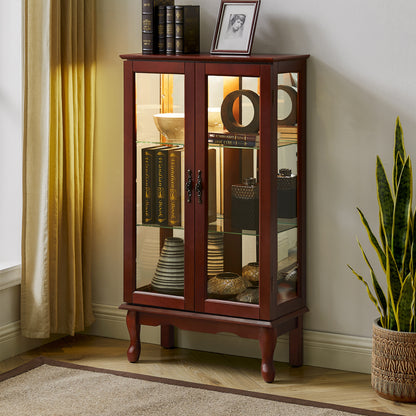 Karla Lighted Curio Diapaly Cabinet - Cherry