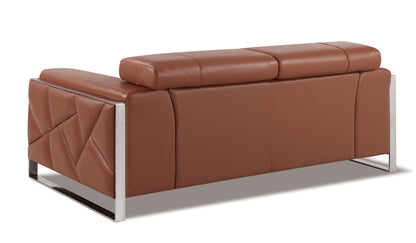 Tomos Top Grain Italian Leather Loveseat - Camel