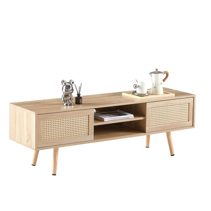 Rattan TV Stand with Storage - Natural