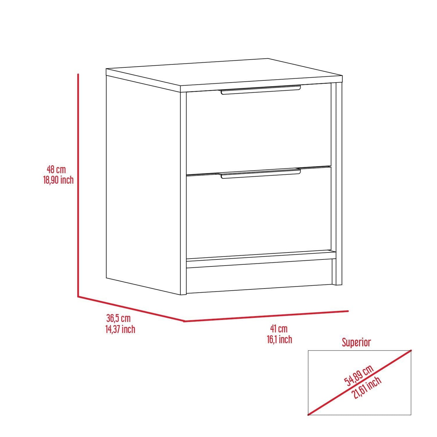 Kaia Nightstand Metal Handle - Gray