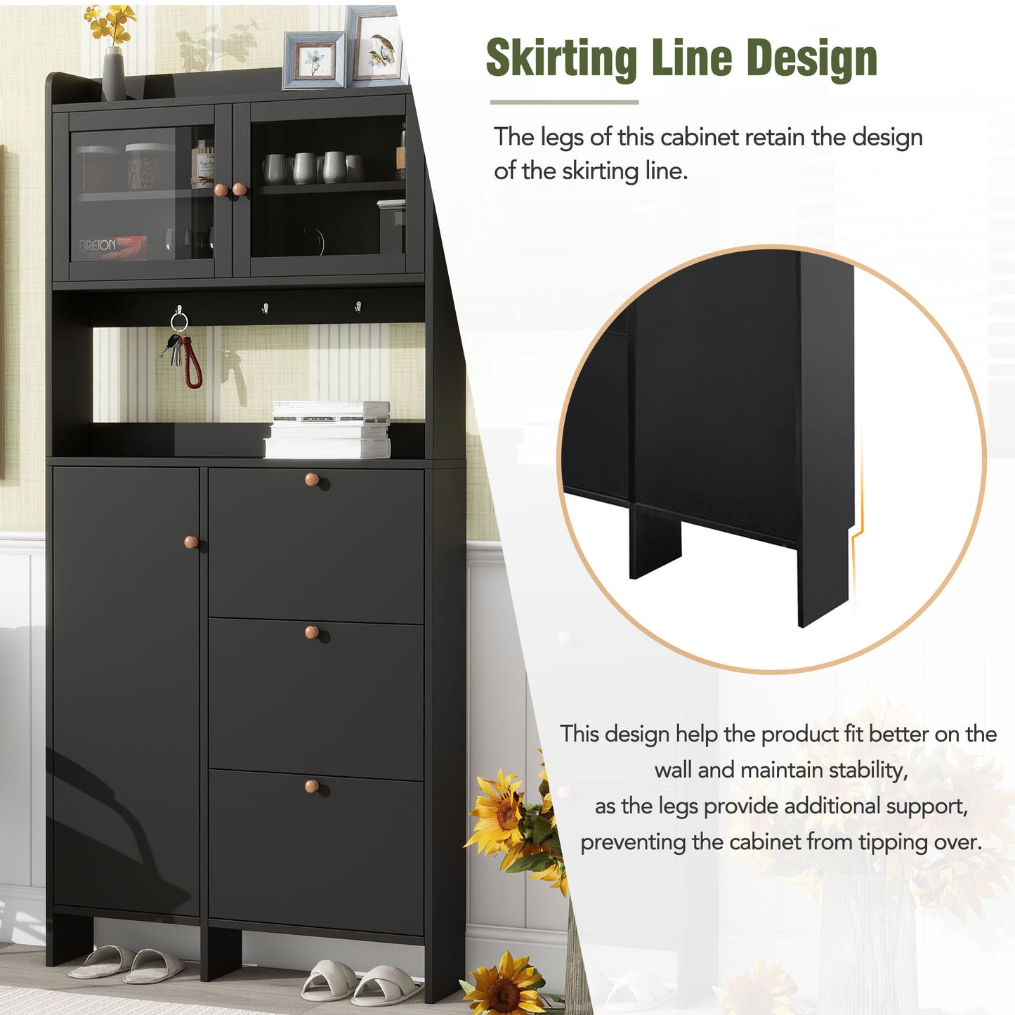 Felix III Shoe Cabinet with Open Storage Space - Black