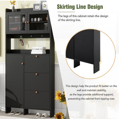 Felix III Shoe Cabinet with Open Storage Space - Black