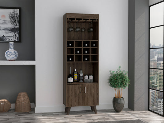 Kisco 1-Drawer 2-Shelf Bar Cabinet - Dark Walnut