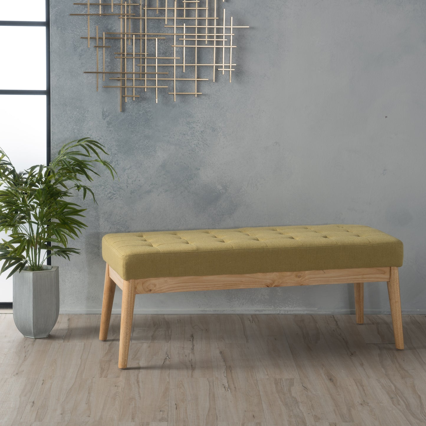 Tallu Fabric Upholstered Bench - Yellow