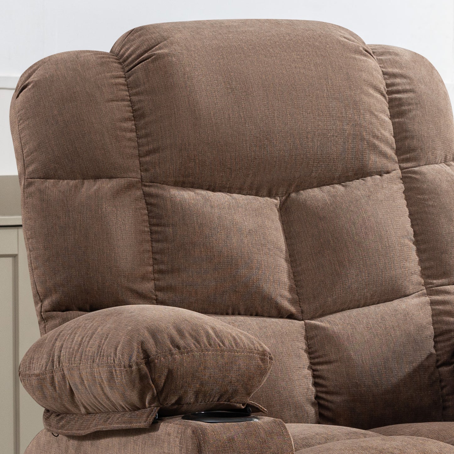 Tulano Oversized Power Recliner with Massage - Brown