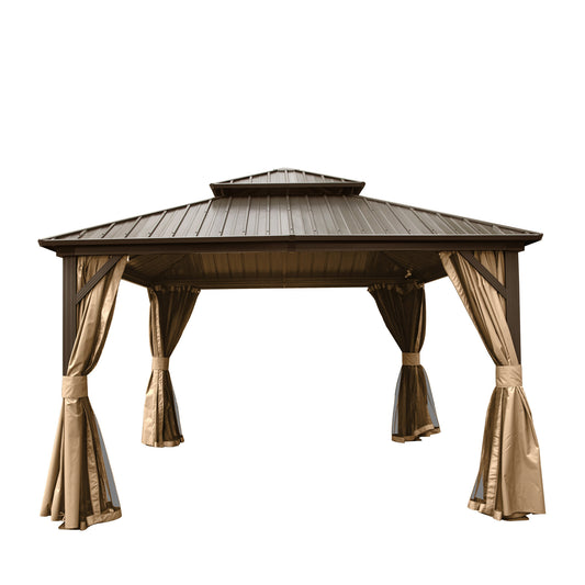 Emerson 12 X 12 ft Hardtop Gazebo - Brown