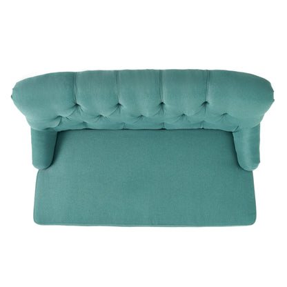 Nicole Velvet Loveseat - Teal