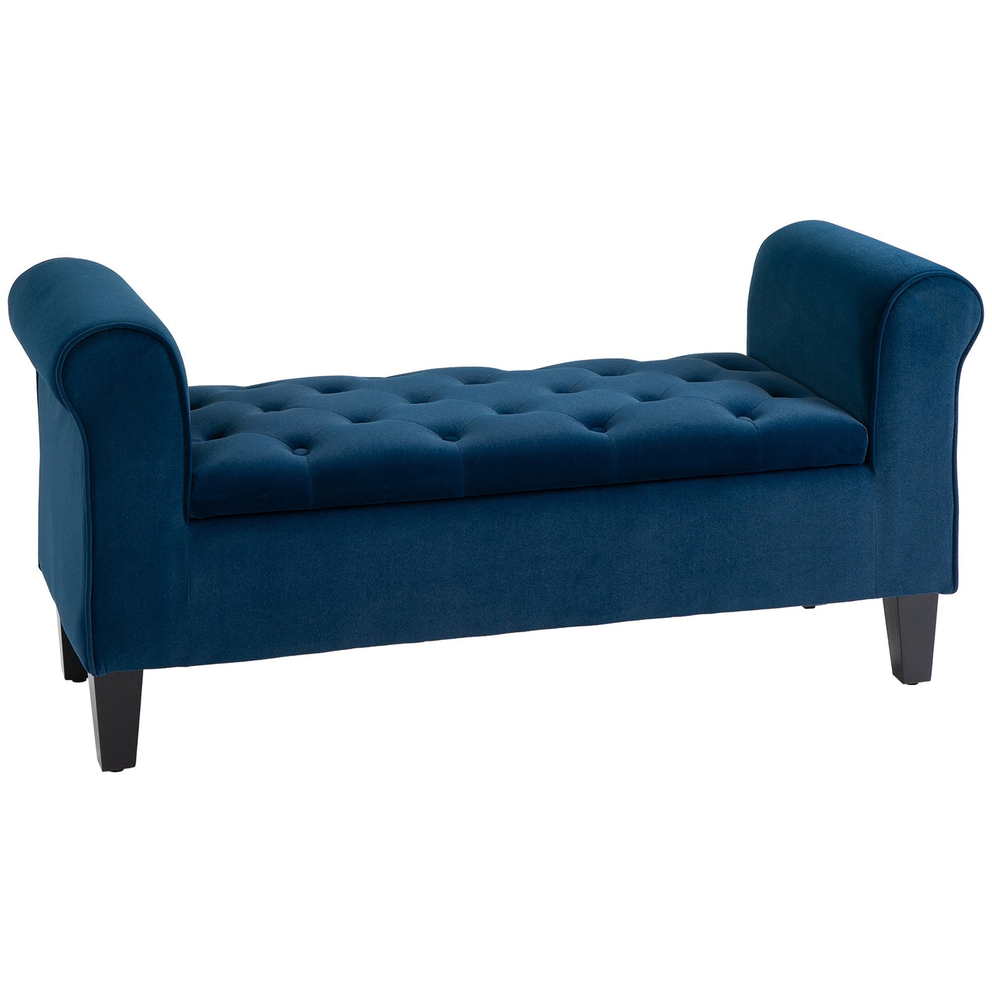 Valdez Button-Tufted Storage Ottoman Bench - Blue