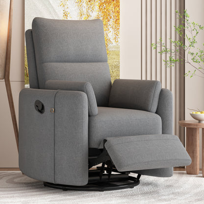 Niki Upholstered Swivel Recliner - Dark Grey