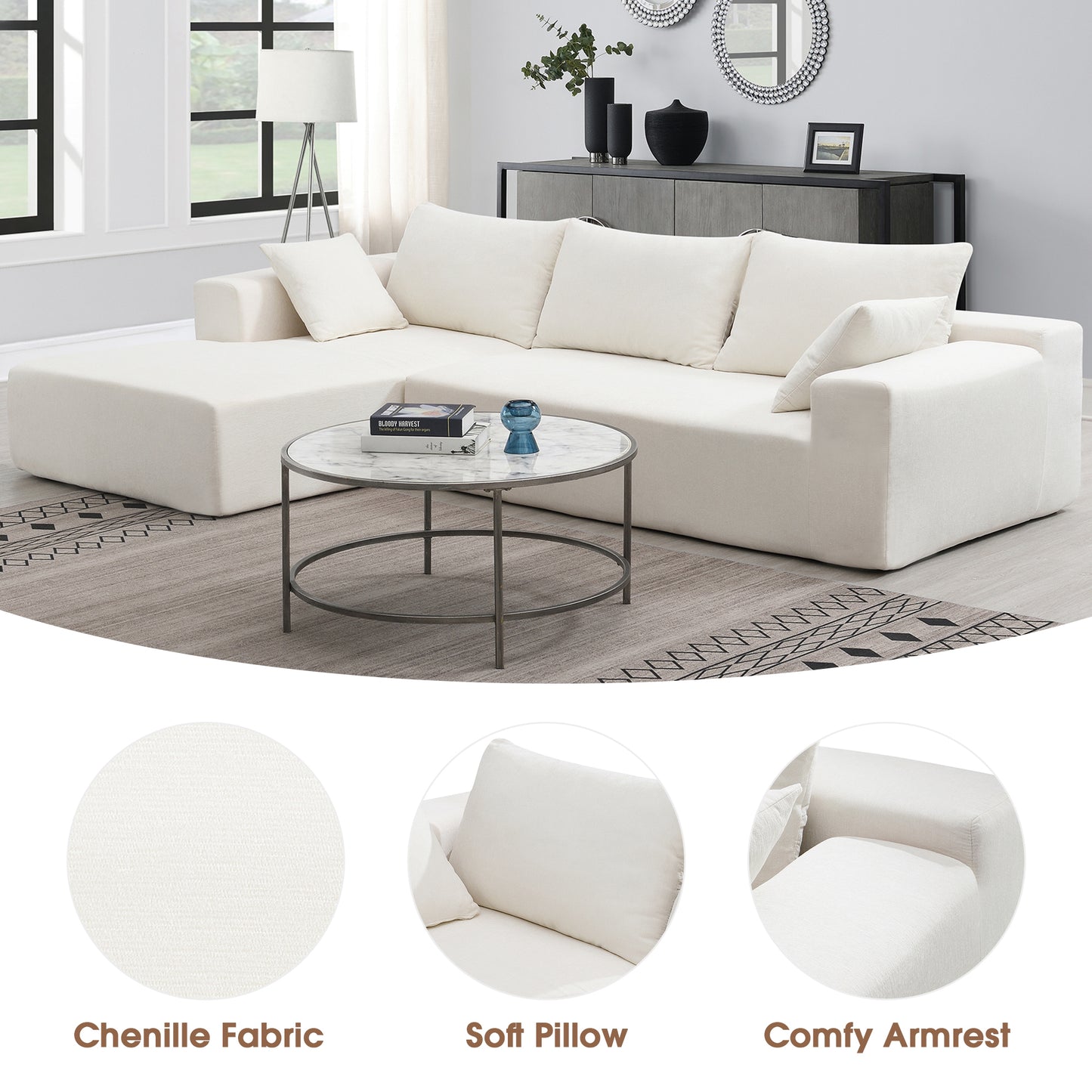 Zoe Modular Sectional Sofa Set - White