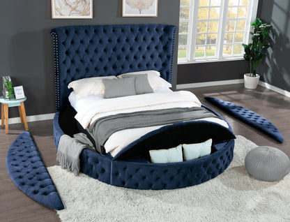 Hazel Queen Size Tufted Storage Bed - Navy Blue