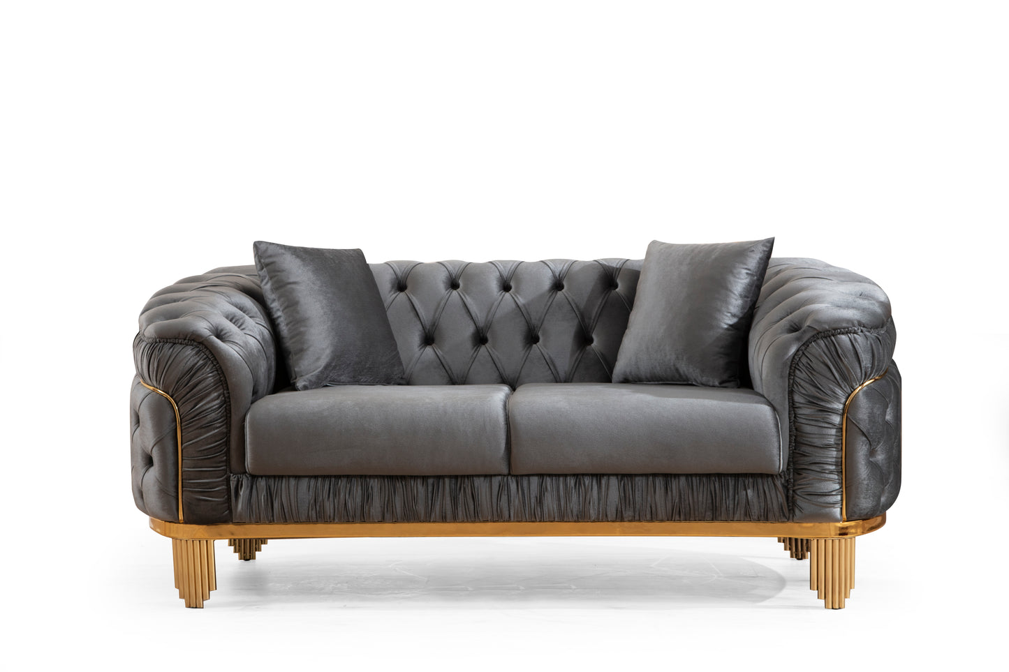 Jayden Velvet Loveseat - Gray