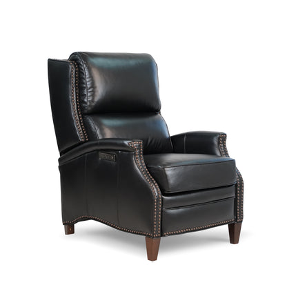 Hekkin II Genuine Top Grain Leather Power Recliner - Black