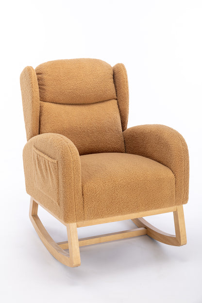 Nadia Teddy Fabric Rocking Chair - khaki